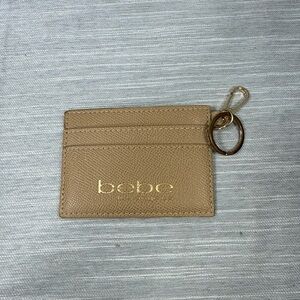Bebe Brown Card Holder with Gold Key Ring